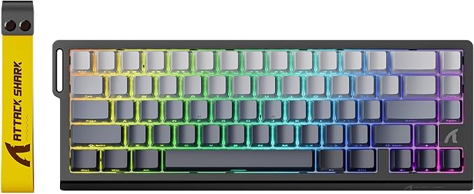 ATTACK SHARK X68 HE RT Mechanical Gaming Keyboard 60% Wired TKL-Moonlight | Adjustable Actuation,Hall Effect Magnetic Switch,8KHz Polling Rate,RGB Backlit,Top Mount,Side Printed Keycap for PC Mac Gamer by ATTACKSHARK