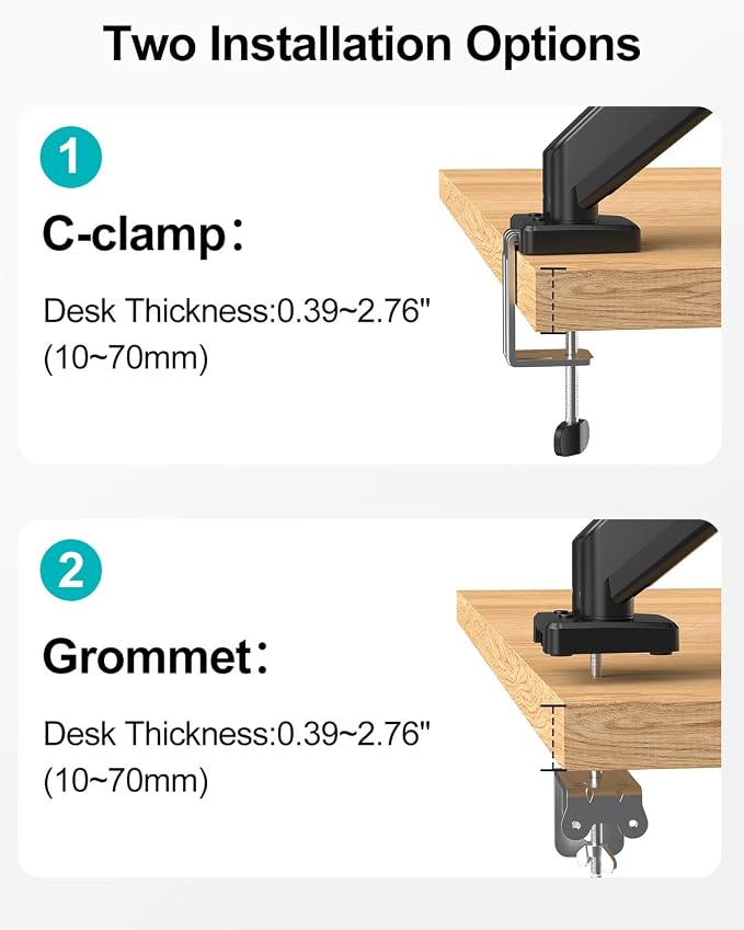 MOUNT PRO Dual Monitor Mount Fits 13 to 32 Inch Screen, Height Adjustable Monitor Stand for 2 Monitors, Full Motion Display Arm Holds up to 19.8lbs Each, Computer Desk VESA Mount, Black - Image 8