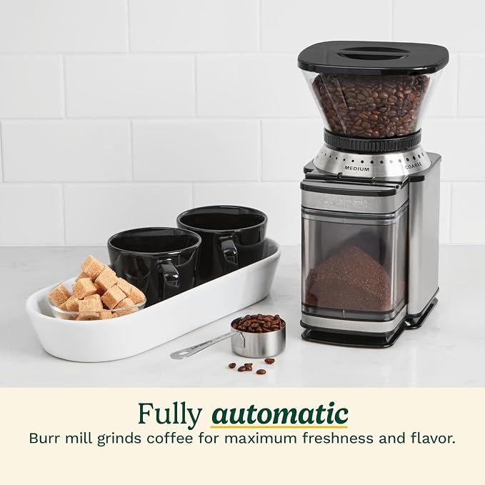 Cuisinart Coffee Grinder, Electric One-Touch Automatic Burr Coffee Grinder with 18-Position Grind Selector, Cup Size Selector for 4 – 18 Cups, White Stainless Steel - Image 8