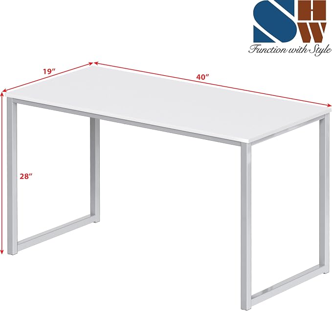 SHW Mission 40-Inch Home Office Computer Desk, White - Image 3