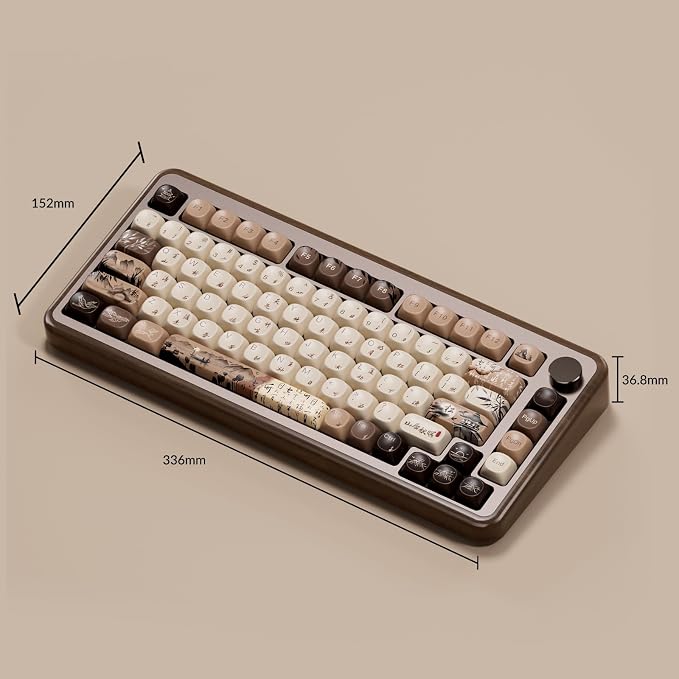 Akko MU02 Mechanical Keyboard with Walnut Wooden Case 75% RGB 2.4G Wireless/Bluetooth/Wired Hot-Swappable Gaming Keyboard with PBT Dye-Sub Keycaps for Mac & Win (Mountain Seclusion, Rosewood Switch) - Image 8