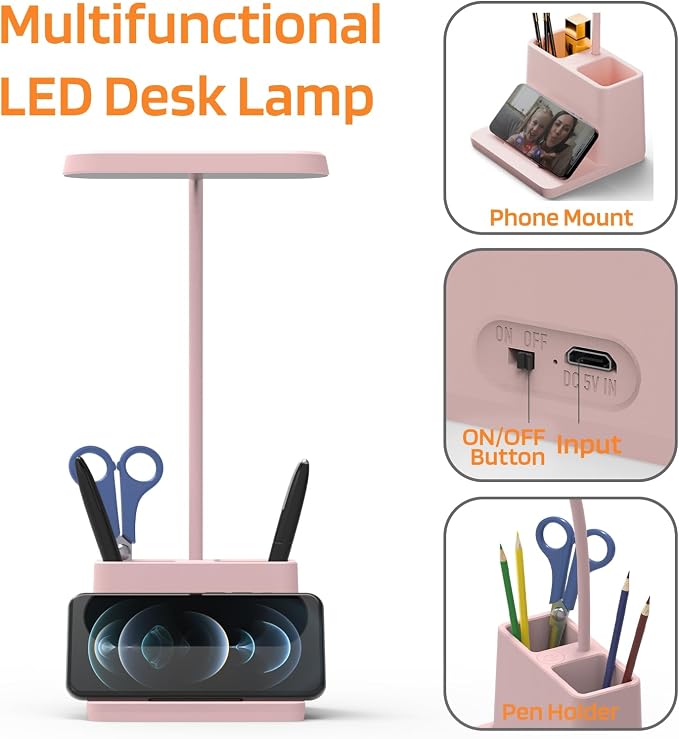 AXX Cute Desk Lamp, Pink Table Light for Women, Teen Girls | LED, Small, Rechargeable, Battery Operated, Touch Control, Gooseneck, Home Office Accessories, College Dorm Essentials - Image 4