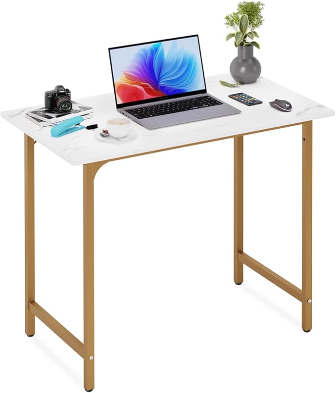BestOffice Computer Desk,Home Office Desk, Modern Simple Style for Home Office Study Writing (Gold, 32 Inch) by BestOffice
