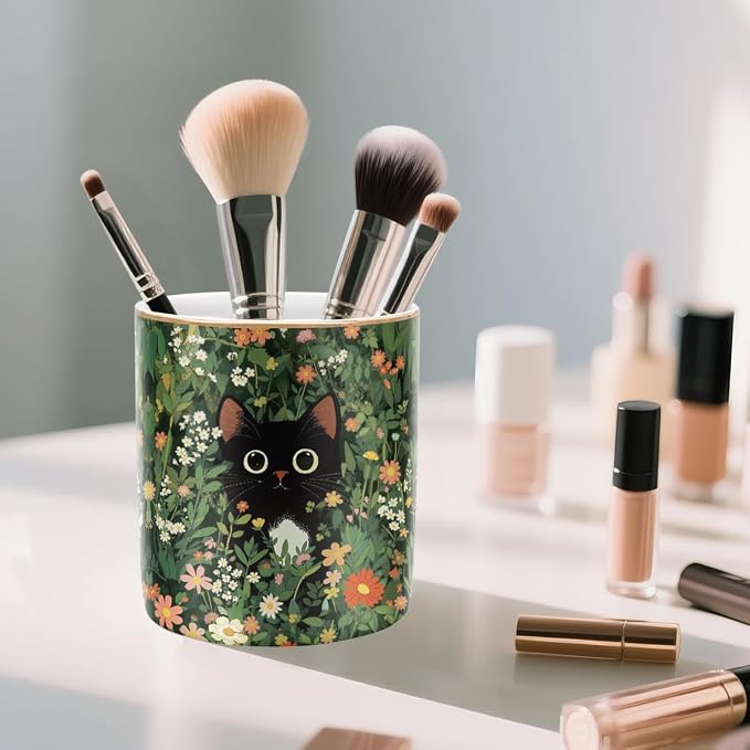 Black Cat Pen Holder for Desk Accessories, Durable Ceramic Pencil Organizer Decor for Room, Office, Classroom, Cat Lover Gifts - Image 7