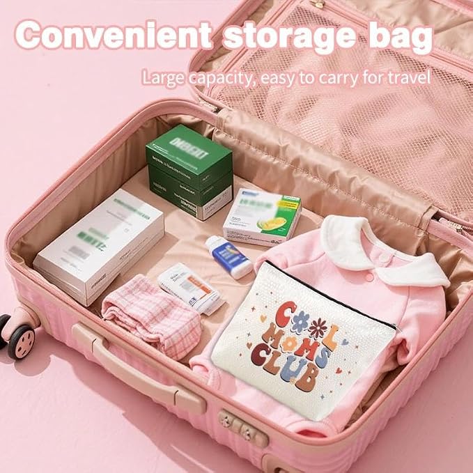 Cool Mom Club Bag Gift Mothers Day Gifts for Mom from Daughter Son New Mom Essentials Must Haves Mother Cosmetic Pouch Mother Travel Makeup Toiletry Bag Mama Christmas Birthday Gift Idea Mommy Present - Image 5