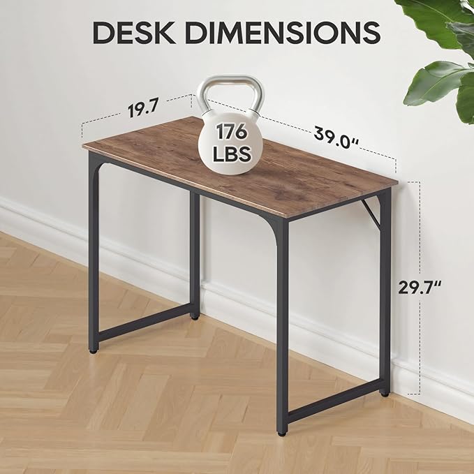 BestOffice Computer Desk,Home Office Desk, Modern Simple Style for Home Office Study Writing (Brown, 39 Inch) - Image 3