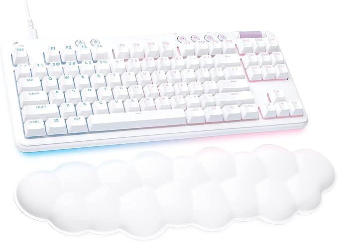 Logitech G713 Wired Gaming Keyboard with LIGHTSYNC RGB Lighting, Tactile Switches (GX Brown), and Keyboard Palm Rest, PC and Mac Compatible, White Mist - Image 4