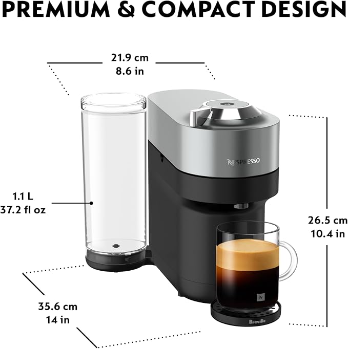 Nespresso Vertuo Pop+ Deluxe Coffee and Espresso Maker by Breville, Titan - Image 4