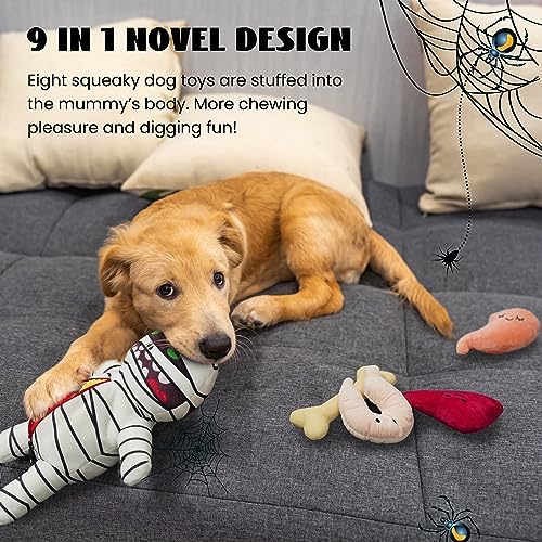 Nocciola Halloween Zombie Mummy Dog Toys with Organs: Funny Cool Hide and Seek Squeaky Chew Toys for Puppies, Small and Medium Size Breed, Plush Stuffed Cognitive Puzzle Toys for Training - Image 3