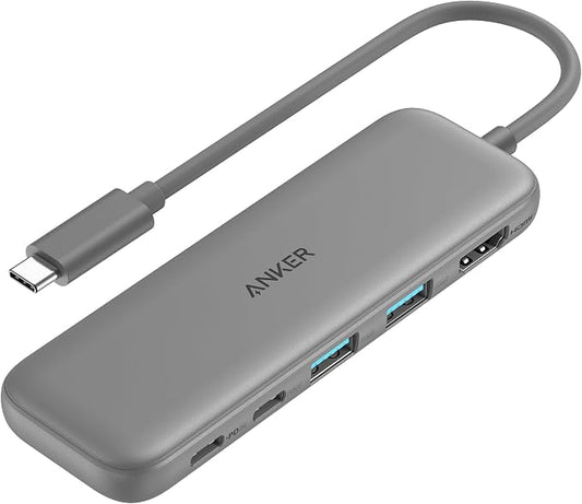 Anker USB C Hub, 5-in-1 USBC to HDMI Splitter with 4K Display | 85W Max PD, 1 Powered USB-C 5Gbps & 2 Powered USB-A 3.0 5Gbps Data Ports, for MacBook Pro, MacBook Air, Dell and More (Grey) by Unknown