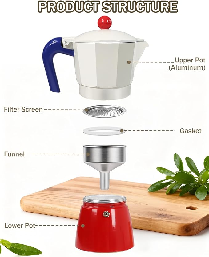 Coffee Maker Stovetop Espresso Maker 3 Cup Aluminum Moka Pot Percolator 5oz 150ml Easy Brewing for Electric Ceramic Stoves Home Camping Italian Cuban Café Classic Sip Sized - Image 8