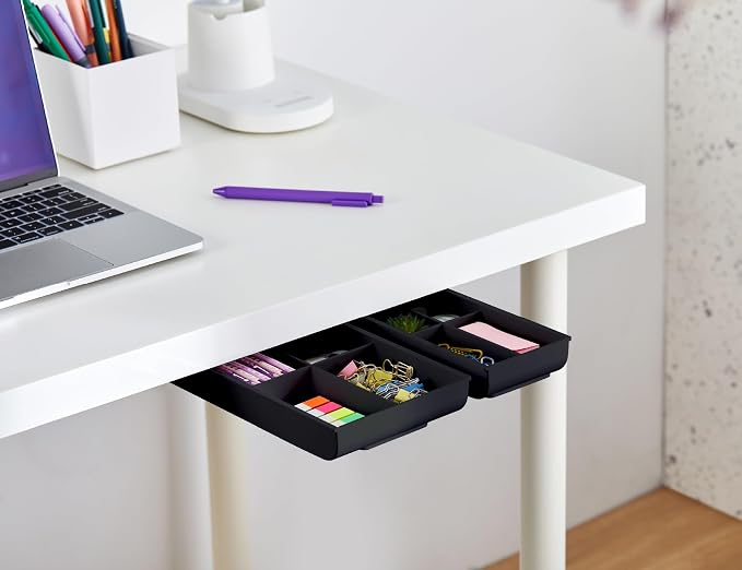 Bostitch Konnect Under Desk Drawer,Self-Adhesive Slide Out Storage Organizer with 4 Customizable Dividers,2 Count (Pack of 6) - Image 7