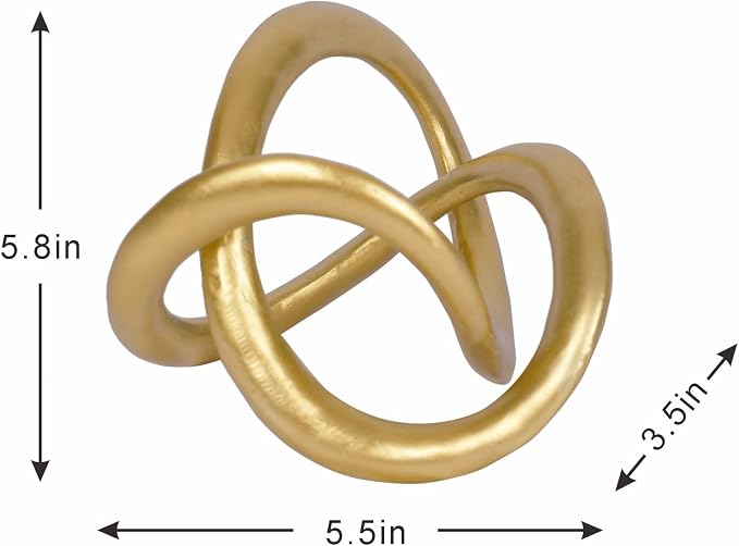 Modern Geometric Round Sculpture Gold Knot Statue Decor Tabletop Sculpture and Figurines Round Decorative Ornaments Knick Knacks Home Decor for Shelves Coffee Table Bookshelf Decoration Gifts - Image 6
