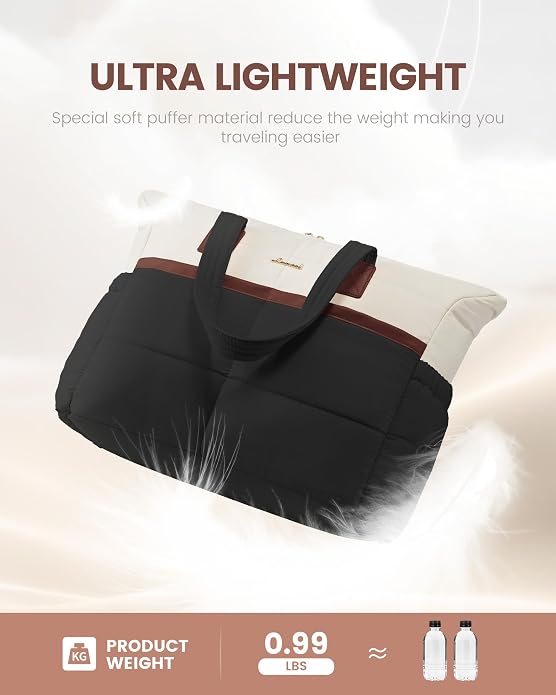 LOVEVOOK Tote Bag for Women,Light Puffer Tote Bag with Multi-pockets,Stylish Carry on Laptop Bags for Daily,Travel,Work,Gym - Image 4
