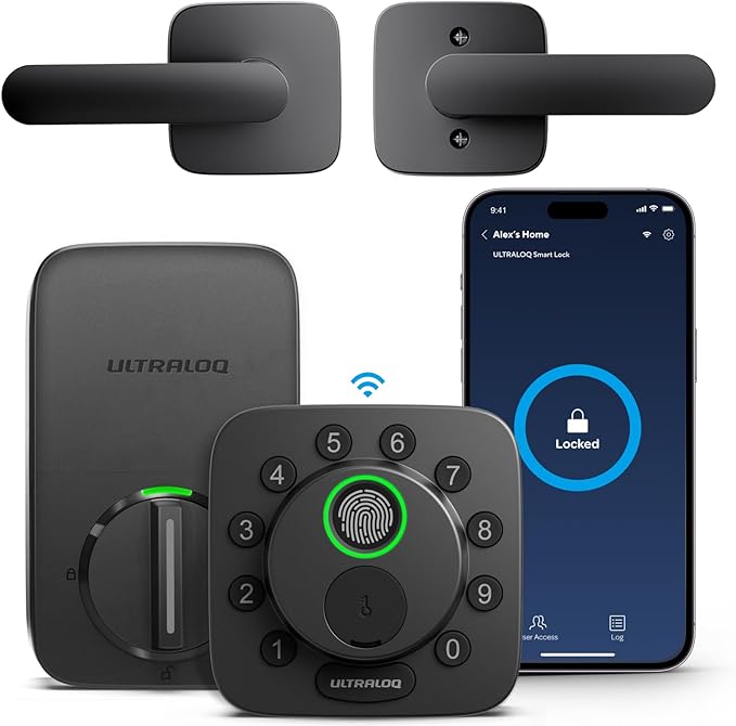 ULTRALOQ Bolt SE Keypad Door Lock with Handle, Built-in Wi-Fi, Matter Over Thread, App Remote Control, Works with Apple Home, Alexa, Google, Fingerprint Smart Locks for Front Door, Auto Lock by ULTRALOQ