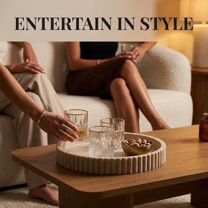 OAKOA Decorative Tray for Decor - Coffee Table Tray for Living Room - Round Tray for Home Decor - Coffee Table Decor Centerpiece - Modern Minimalist Centerpiece - Image 7