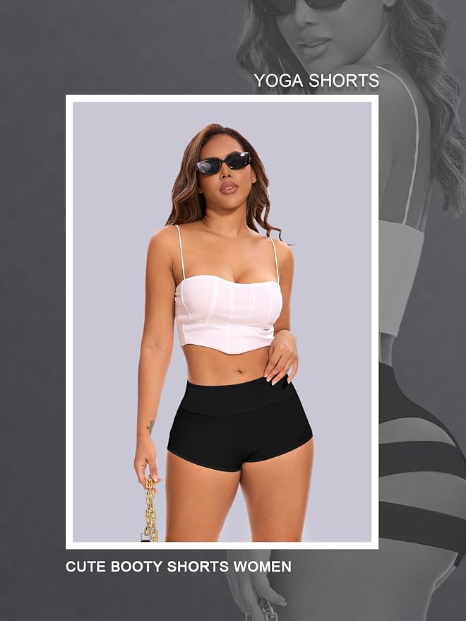 Cut Out Yoga Shorts Booty Butt Lifting Scrunch Shorts High Waisted Workout Gym Active Hot Pants - Image 3