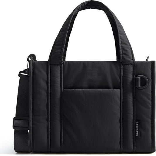 BAGSMART Boxy Tote Bag for Women, Crossbody Work Bag with Zipper | 3 Sizes Small Mini Tote Bag, Inner Tumbler Pocket Crush Bow Should Bag for Travel Work College by BAGSMART