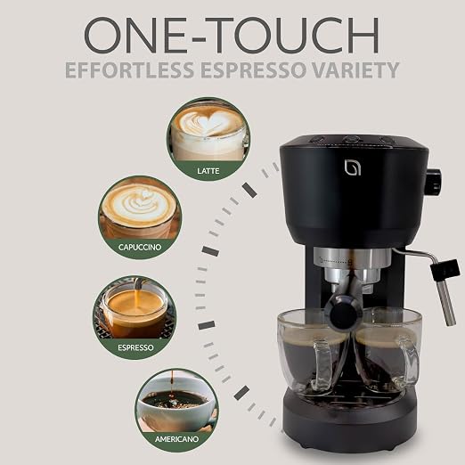 WILLOW Eco Series Espresso Machine 15 Bar with Milk Frother Steam Wand, Built-In Tamper & Hot Water Dispenser, 1350W Espresso Coffee Maker with 40oz Removable Water Tank for Cappuccino, Latte - BLACK - Image 3