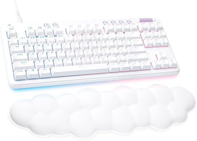 Logitech G713 Wired Gaming Keyboard with LIGHTSYNC RGB Lighting, Tactile Switches (GX Brown), and Keyboard Palm Rest, PC and Mac Compatible, White Mist by Unknown