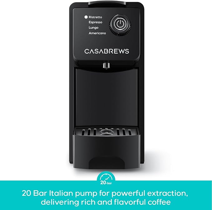 CASABREWS CM7036E 20Bar Espresso Machine for Nespresso Original Pods | Compact Capsule Coffee Machine with 21oz Removable Water Tank, Black Espresso Maker with 4 Brewing Modes for Home or Office - Image 3