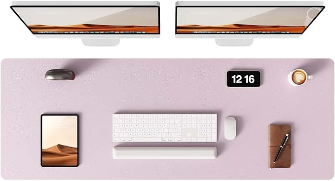 YSAGi Leather Desk Pad Protector, Office Desk Mat, Large Mouse Pad, Non-Slip PU Leather Desk Blotter, Laptop Desk Pad, Waterproof Desk Writing Pad for Office and Home(Grayish Lavender, 47" x 17") by YSAGi