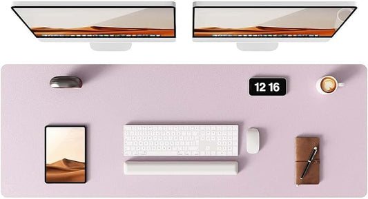 YSAGi Leather Desk Pad Protector, Office Desk Mat, Large Mouse Pad, Non-Slip PU Leather Desk Blotter, Laptop Desk Pad, Waterproof Desk Writing Pad for Office and Home(Grayish Lavender, 47" x 17") by YSAGi