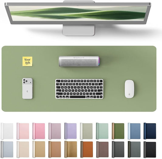 YSAGi PU Leather Desk Pad Protector – Non-Slip Waterproof Desk Mat for Office & Home, Easy Clean Large Mouse Pad & Laptop Writing Blotter 23.6"x13.8" Bamboo Green by YSAGi