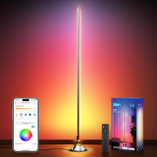 NEEWER Smart RGB IC W Floor Lamp, 1500lm LED Standing Corner Light Compatible with Alexa Google, APP Control/AI DIY/Music Sync/16 Million Colors, Ambience Lighting Bedroom Living Room Home Decor, NF01 by Neewer