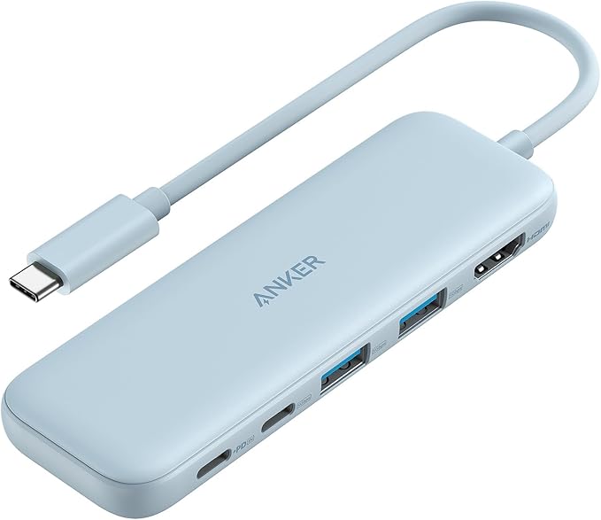 Anker USB C Hub, 5-in-1 USBC to HDMI Splitter with 4K Display | 85W Max PD, 1 Powered USB-C 5Gbps & 2 Powered USB-A 3.0 5Gbps Data Ports, for MacBook Pro, MacBook Air, Dell and More (Blue) by Unknown