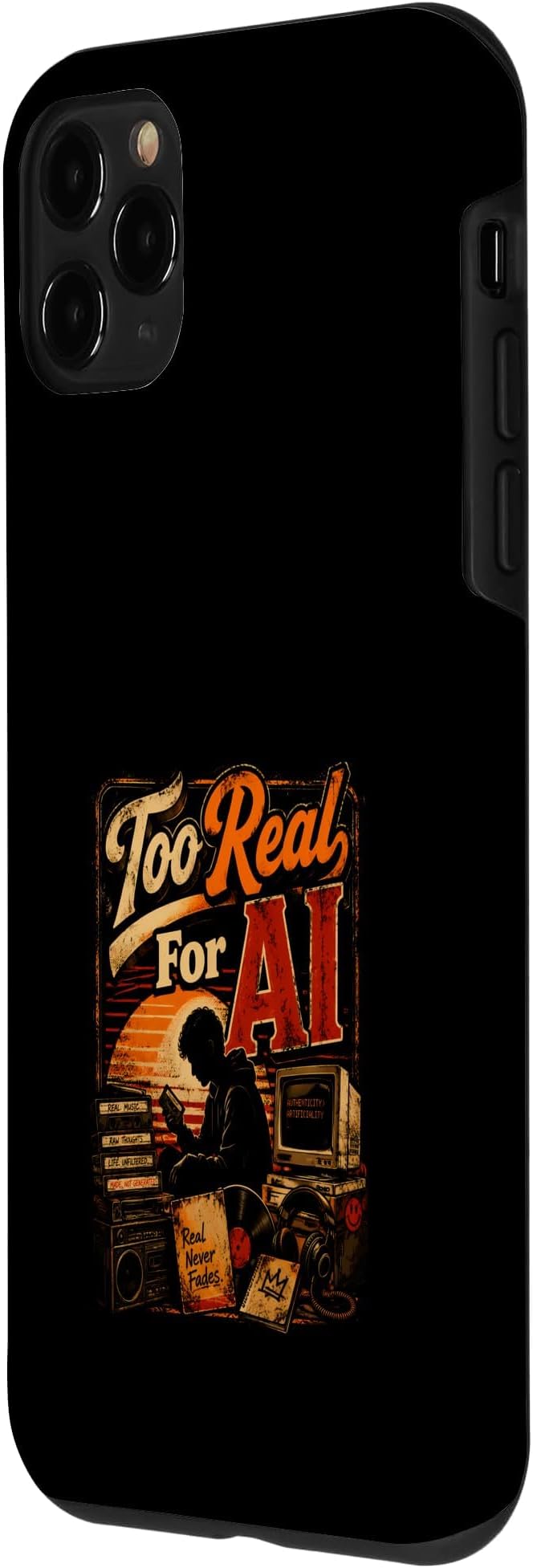 Too Real for AI - Authentic Music Lovers Case for iPhone 11 Pro - Image 2