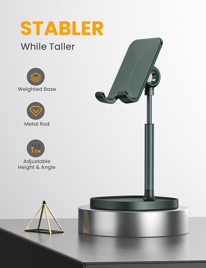 LISEN Cell Phone Stand Phone Holder for Desk, Gaming for Nintendo Switch | Phone Holder for Desk, Green Desk Accessories, Office Accessories for Women, Compatible with Switch iPad, 4-10 in Devices - Image 3