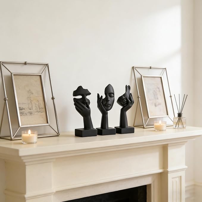 3 Pcs Thinker Small Statue Set - Black Art Abstract Home Accent Figurines for Decor Bedroom, Shelves, Living Room Coffee Table, Office Desktop (3 Pcs Black, 6") - Image 6