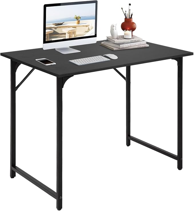 BestOffice | 32 Inch Computer Desk | Black | Sturdy Office Desk | Metal Frame, Adjustable Feet | Water-Resistant, Scratchproof Surface | Writing Table for Home Office or Study | Pack of 1 by BestOffice