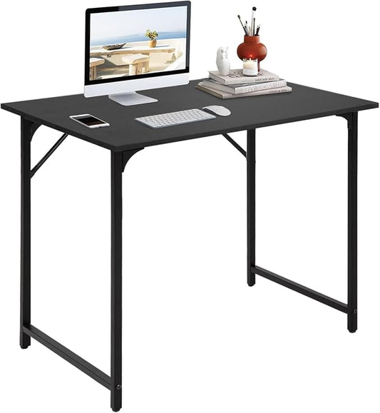 BestOffice | 32 Inch Computer Desk | Black | Sturdy Office Desk | Metal Frame, Adjustable Feet | Water-Resistant, Scratchproof Surface | Writing Table for Home Office or Study | Pack of 1 by BestOffice