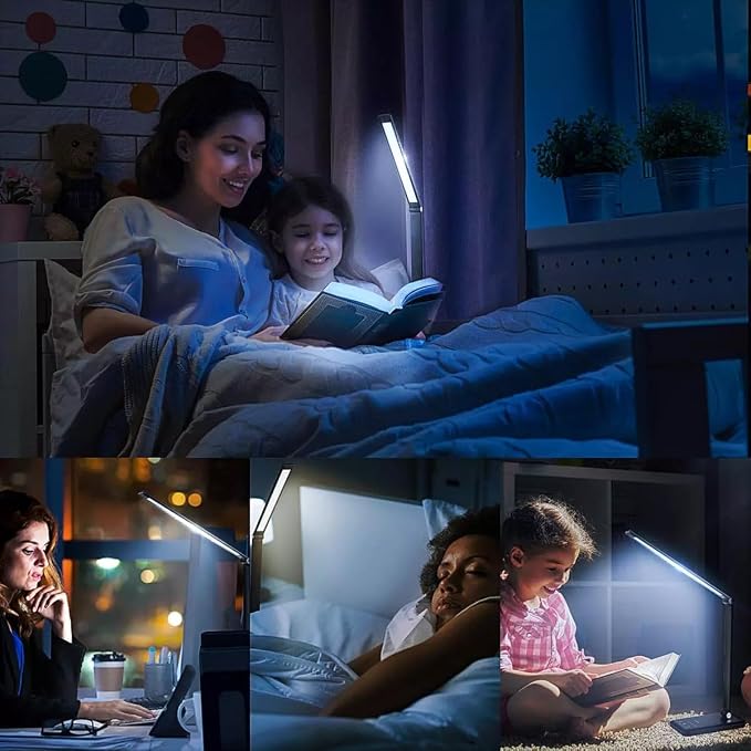 LED Desk Lamp with Wireless Charger, USB Charging Port, 10 Brightness, 5 Color Modes, Desk Lamps for Home Office, Dimmable Table Lamp Eye Caring Reading Light, Touch Control, Auto Timer, Black - Image 7