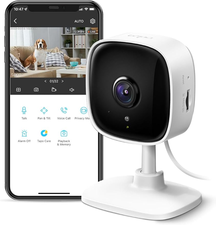 TP-Link Tapo 1080P Indoor Security Camera for Baby Monitor, Dog Camera w/Motion Detection, 2-Way Audio Siren, Night Vision, Cloud & SD Card Storage, Works w/Alexa & Google Home (Tapo C100) by Unknown