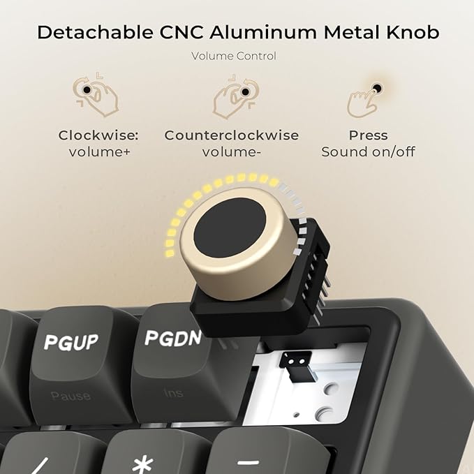 RK ROYAL KLUDGE R98 Pro Wired Mechanical Keyboard, RGB PC Gaming Keyboard with Number Pad and Volume Knob, Gasket Mount, MDA Profile PBT Keycaps, for Win/Mac, Hot Swappable Tactile Beige Switch - Image 3