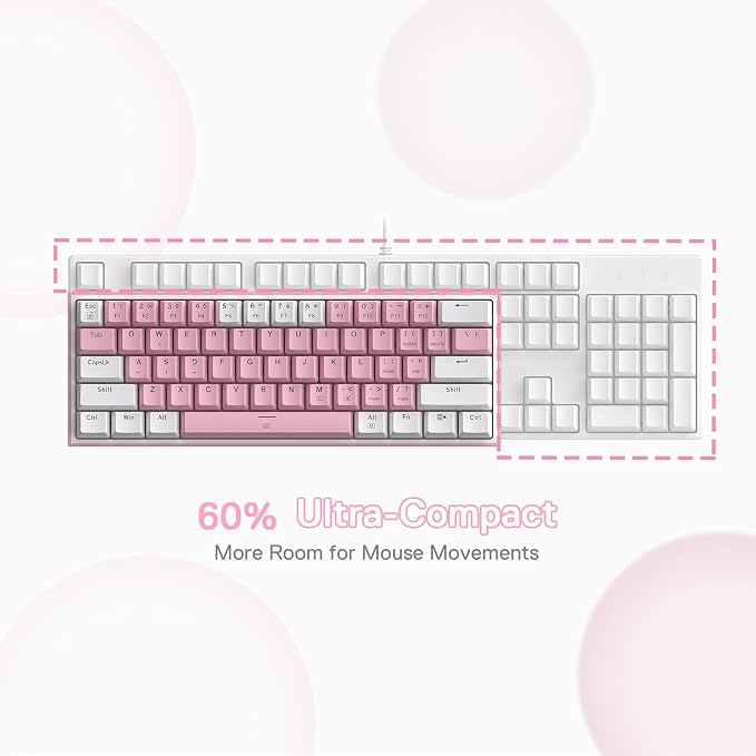 Redragon K617 Wired 60% Compact Hot-Swap RGB Gaming Mechanical Keyboard | 61 Keys Design for More Room to Aim, Swap-Ready Socket for Mod, Vibrant 20-Mode Lighting Hype Vibing, Pro Software Supported - Image 4