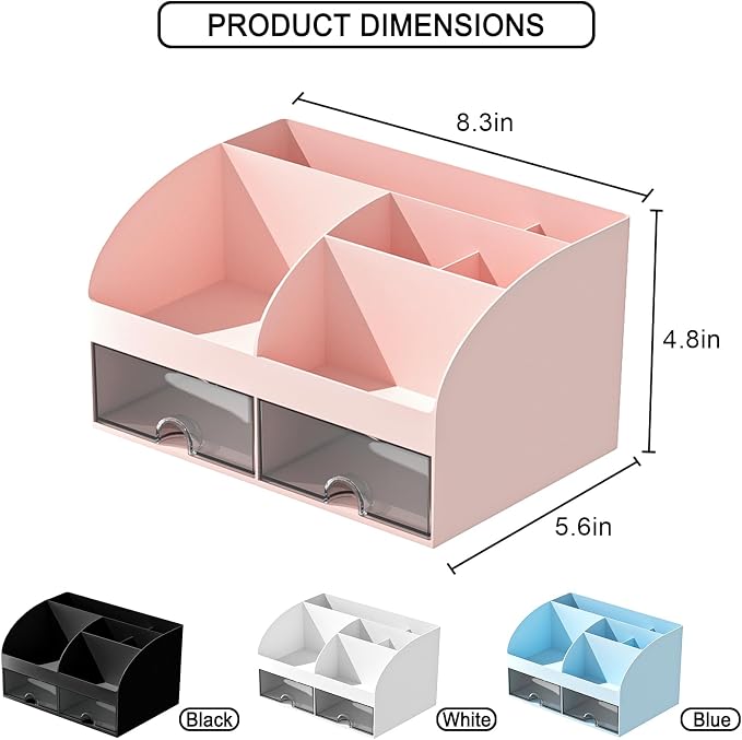 Makeup Organizer with Drawers, Cosmetic Storage for Dresser Vanity and Bathroom Countertop, Beauty Holder for Lipstick Brush, Skincare Organizer for Vanity, Cosmetic Display Case (Pink) - Image 4