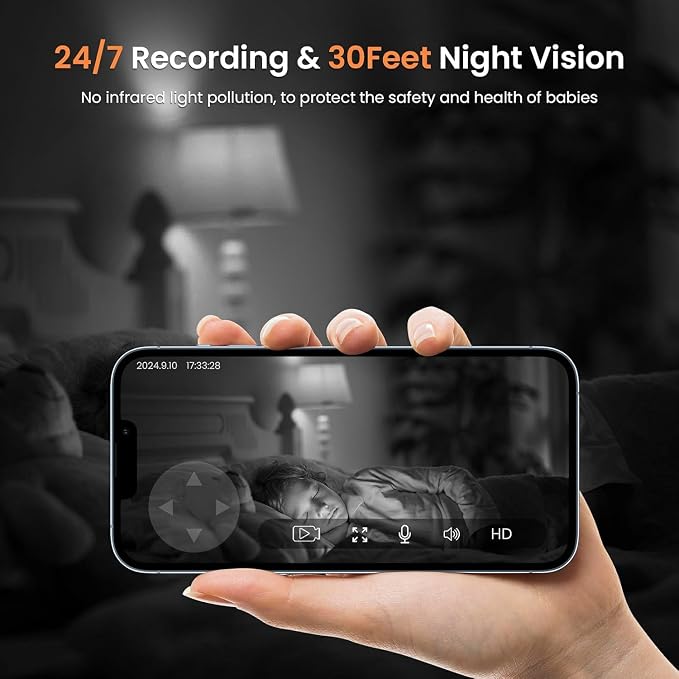 AMOROM Indoor Cameras, Alexa Camera for Baby/Elderly/Pet Monitoring | AI Smart Detection & Alarm, 2-way Talk, Night Vision, 2.4G WiFi App Control, Cloud & SD Card Storage, 2 Pack - Image 3