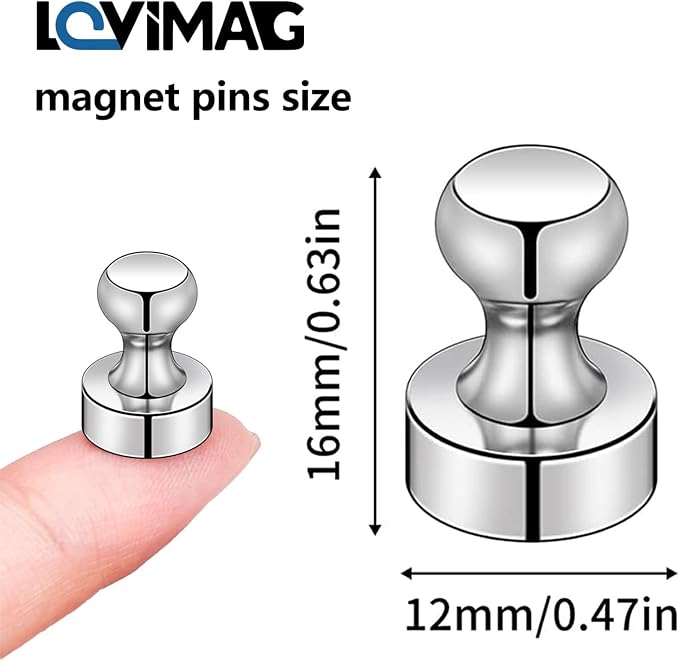LOVIMAG Fridge Magnets 20Pcs, Magnet for Refrigerator Whiteboard, Silver | Small Strong Neodymium Metal Cute Push Pin for Classroom, Kitchen, Accessories Decorative, Office, Calendar - Image 2