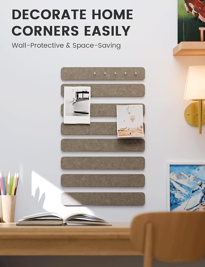 Fluxynara 13" x 2" Felt Wall Panels, Earth Brown | 8-Pack Includes 50 Push Pins and Adhesive Tabs for Photos, Notes and Decor in Bedroom Doors, Home Office or Studios - Image 4