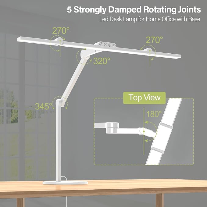 Micomlan Architect Desk Lamp for Home Office, 24W Adjustable Led Desk Light with Remote, 1500LM Bright Dimmable Computer Table Light Rotatable Office Lamp with Base for Cafting Monitor - Image 6