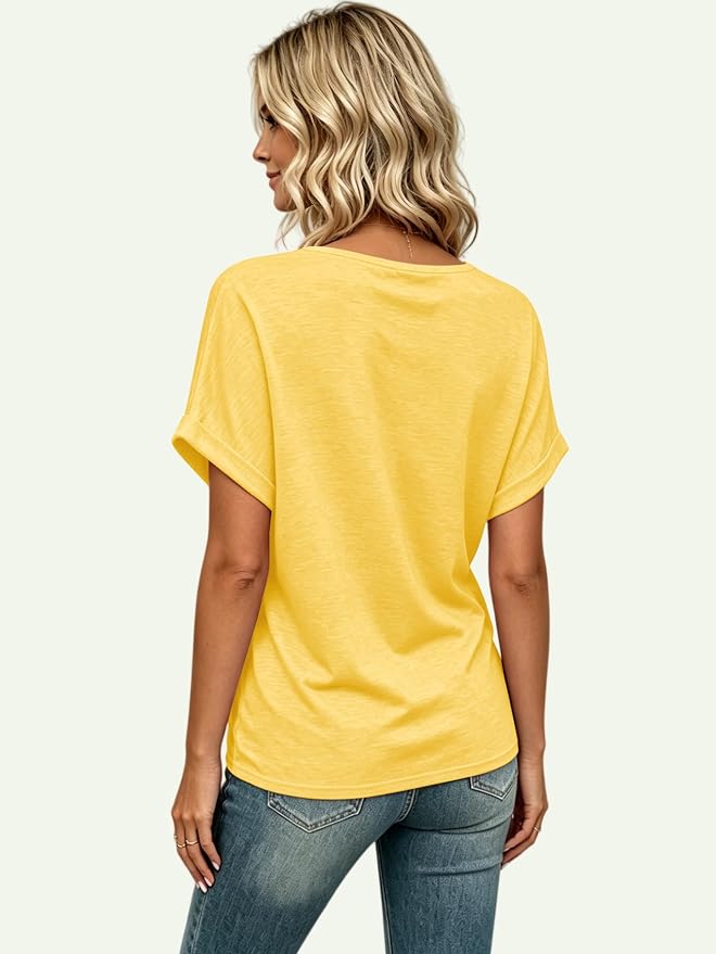 T Shirts Short Sleeve V Neck Tees Womens Tops Beach Vacation Fashion Clothes 2026 Casual Summer Spring Fall Outfits - Image 4