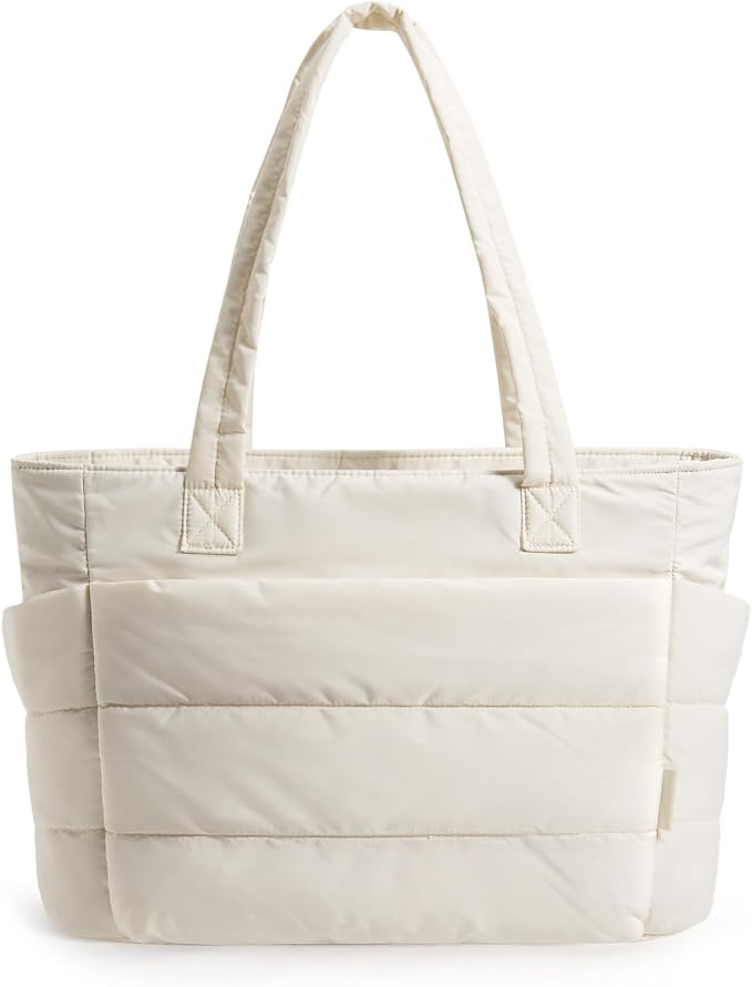 BAGSMART Tote Bag for Women, Lightweight Puffy Tote Bag with Compartments Shoulder Bag Handbag for Travel, Work, Gym | Lightweight by BAGSMART