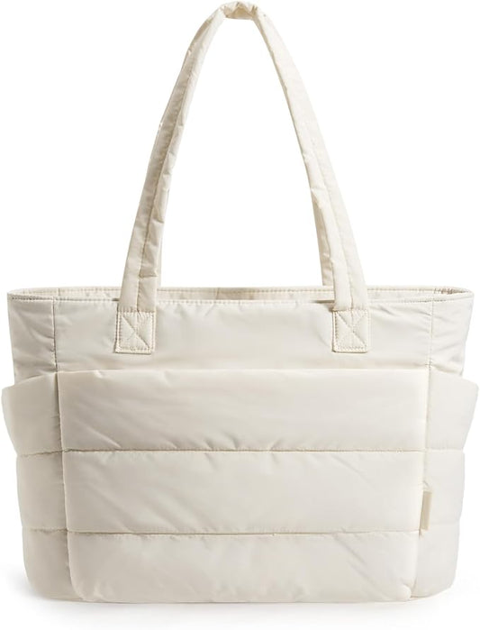 BAGSMART Tote Bag for Women, Lightweight Puffy Tote Bag with Compartments Shoulder Bag Handbag for Travel, Work, Gym | Lightweight by BAGSMART