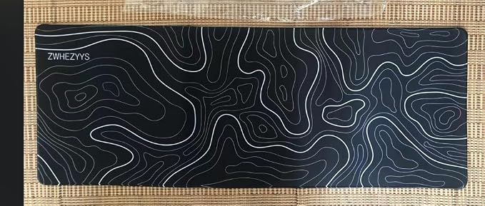 Abstract Topographic Map Black Mouse Pad Big Gaming Mouse Pad XXL Mousepad Large Keyboard Mat with Non-Slip Rubber Base Stitched Edges Mouse Mat Desk Pad for Gaming and Office - Image 6