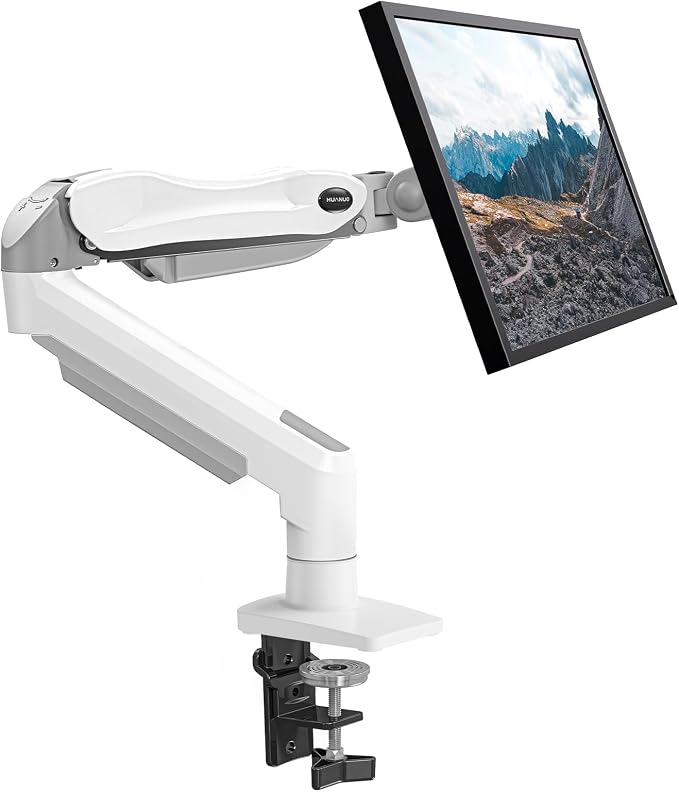 HUANUO Single Monitor Mount, 13 to 32 Inch Gas Spring Monitor Arm, Adjustable Stand, Vesa Mount with Clamp and Grommet Base - Fits 4.4 to 19.8lbs LCD Computer Monitors by HUANUO
