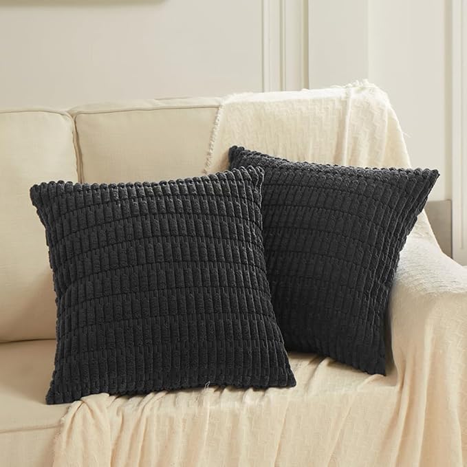 Fancy Homi 4 Packs Decorative Throw Pillow Covers for Living Room Couch Bed, Modern Farmhouse Boho Home Décor Accent Cushion Case, 18" x 18", Black - Image 7